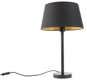 Candeeiro de mesa clássico preto com abajur preto 32 cm - Simplo Clássico / Antigo