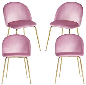Pack 4 Cadeiras Golden Dalnia Veludo - Rosa