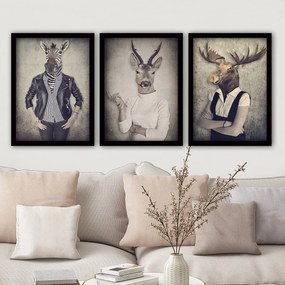Pintura Decorativa em Moldura 3SC196 – Multicolor – 35 x 45 cm (3 Peça