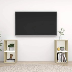vidaXL Móveis de TV 2 pcs derivados de madeira branco/carvalho sonoma
