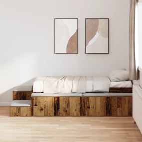 Estrutura de Cama de Armazenamento Madeira Velha 90x200 cm