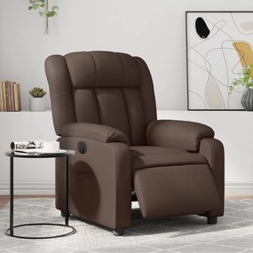 Poltrona reclinável elétrica couro artificial castanho
