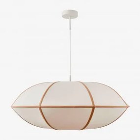 Lâmpada De Teto Suspensa Em Linho Patraix Branco & Trigo Castanho Ø70 Cm - ↑25 Cm Patraix - Sklum