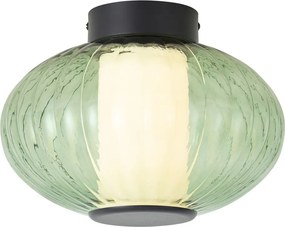 Candeeiro de Teto de Design Preto 28cm com Vidro Verde Incl. LED Regulável em 3 Passos - Margherite
