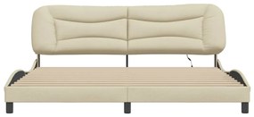 Estrutura de cama com LED sem colchão 200x200 cm tecido creme