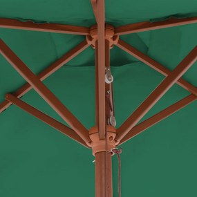 Guarda-sol de exterior c/ mastro de madeira 150x200cm verde
