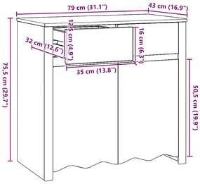 Sideboard vidaXL "DRAMMEN" 79x43x75,5 cm Madeira Sólida de Pinheiro