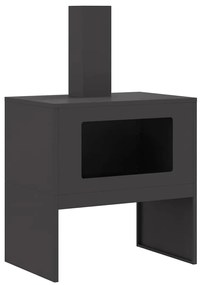 Fogueira vidaXL com Chaminé Preta 60x40x96 cm Aço