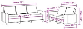 2 pcs conjunto de sofás com almofadões tecido cinzento-claro