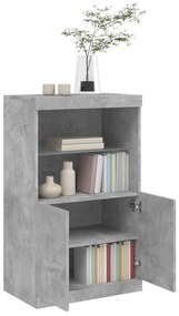 Aparador com luzes LED 60,5x37x100 cm cinzento cimento