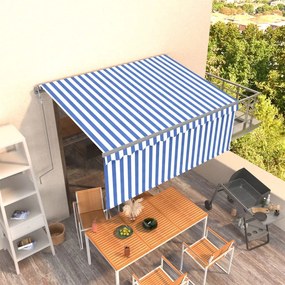 Toldo retrátil automático com estore 3x2,5 m azul e branco