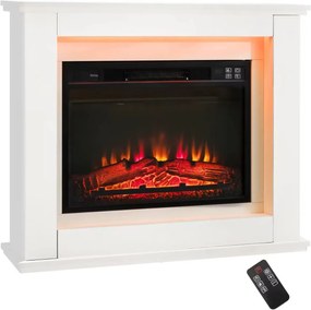 Lareira Eléctrica  58 cm  2000W com Armário de Prateleira com Controlo Remoto 4 Níveis de Chama Ajustáveis Timer Branco