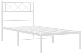 Estrutura de cama com cabeceira 75x190 cm metal branco