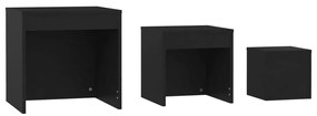 Mesas de encastrar 3 pcs derivados de madeira preto
