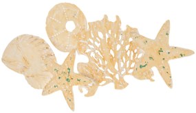 HOMCOM Decoração de Parede de Metal 3D com Conchas Estrela do Mar Coral 66x30,5cm Arte de Parede Bege | Aosom Portugal