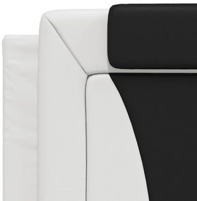 Almofadão de cabeceira 100 cm couro artificial preto e branco