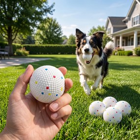 Conjunto de 6 Bolas para Cão, 5,8 x 5,8 x 5,8 cm, Compatíveis com Lançador Automático, Brancas