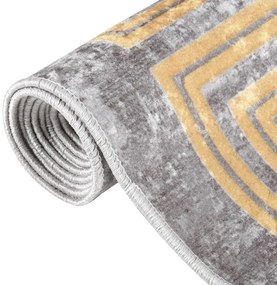 Tapete lavável antiderrapante 150x230 cm cinzento e dourado