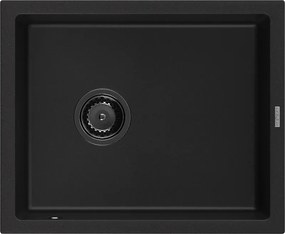 Mexen Pedro lava-loiça de granito 1-cuba 560 x 460 mm, preto, sifão preto - 6508561000-77-B