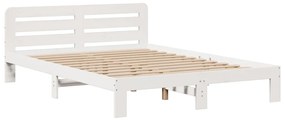 Cama com estante sem colchão 140x190 cm pinho maciço branco