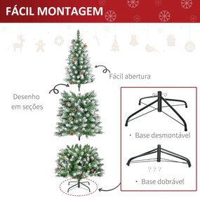 HOMCOM Árvore de Natal Artificial Ø75x180cm com 630 Ramas e 37 Pinhas