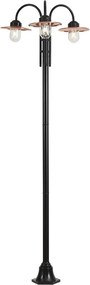 Candeeiro de Exterior Moderno Preto com Cobre 235cm 3-Luzes IP44 - Kansas
