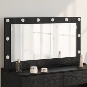 vidaXL Espelho de Vanidade com Luzes LED Carvalho Preto 100x55x18 cm