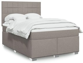 vidaXL Cama com molas/colchão 140x190 cm tecido castanho-acinzentado