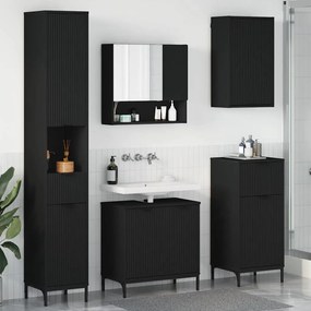 vidaXL Conjunto de Móveis para Banheiro com gaveta com porta Preto