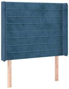 Cama box spring c/ colchão/LED 80x200 cm veludo azul-escuro