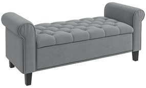 HOMCOM Banco de Apoio Estofado Banco de Cama Botões Acolchoados Veludo 126x48,5x57 cm Cinzento | Aosom Portugal