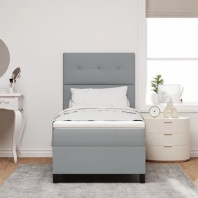 Cama Box Spring com Colchão Cinza Claro 100x200 cm Tecido