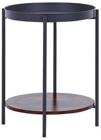 Mesa de apoio em metal preto e castanho escuro ⌀ 41 cm BORDEN Beliani