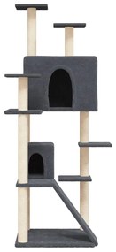 Árvore p/ gatos c/ postes arranhadores sisal 153cm cinza-escuro