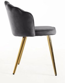Cadeira Blume Gold Veludo - Cinza escuro