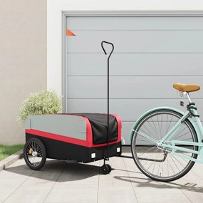 vidaXL Reboque para bicicleta 45 kg ferro preto e vermelho