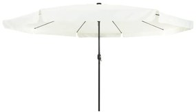 Sombrinha de Jardim com Luzes LED 395x245 cm Branco Areia