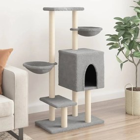 vidaXL Árvore p/ gatos c/ postes arranhadores sisal 117 cm cinza-claro