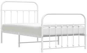 Estrutura de cama com cabeceira e pés 100x190 cm metal branco