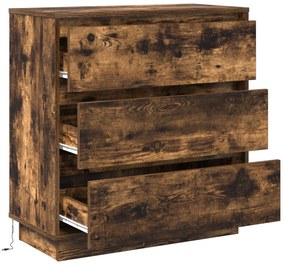 Criado-mudo com LED Carvalho Fumado 71x34,5x75 cm Madeira de Engenhari