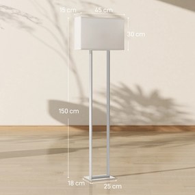 Candeeiro de Pé Moderno com Ecrã de Tecido Luz Noturna Interruptor de Pé e Base Metálica 45x15x150 cm Branco