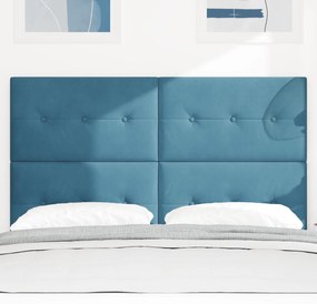 Cabeceira vidaXL com Botões Estofados Azul Escuro 140 cm Veludo