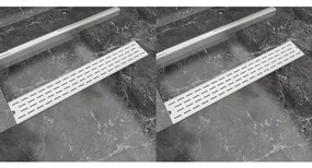 VidaXL Dreno de chuveiro linear 2 pcs linhas 730x140 mm aço inoxidável