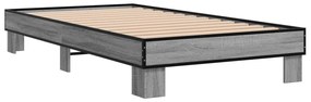Estrutura de cama derivados de madeira e metal cinzento sonoma