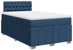 Cama boxspring com colchão 120x190 cm tecido azul