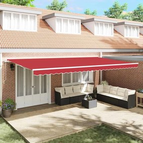 vidaXL Toldo Retrátil Vermelho 600 × 300 cm Tecido e Aço