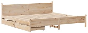 Cama sem colchão 200x200 cm madeira de pinho maciça