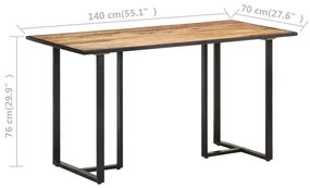 Mesa de jantar 140 cm madeira de mangueira áspera