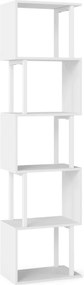 Estante de 5 prateleiras, geométrica em forma de S com estrutura metálica e sistema anti-tombamento 38 x 23 x 147 cm Branca
