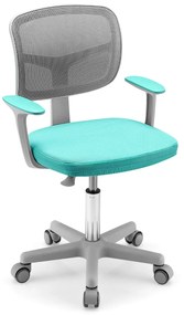 Cadeira de secretária ergonómica para crianças com rodas Cadeira giratória para computador Apoio lombar ajustável em altura Turquesa